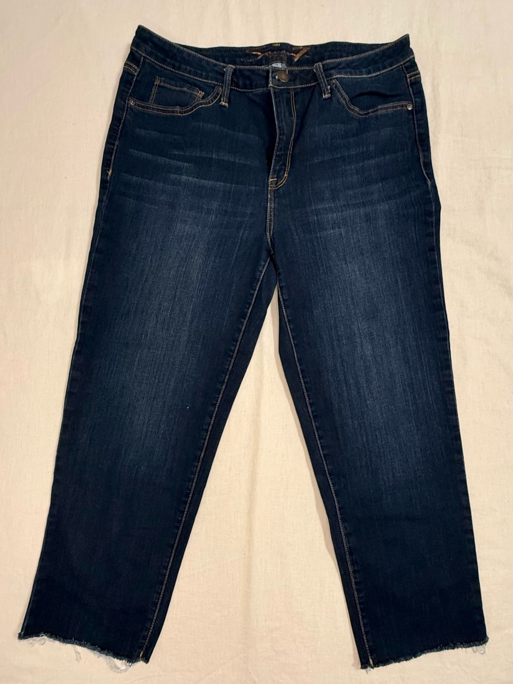 Seven7 Dark Wash Raw Hem Crop Jeans Size 14